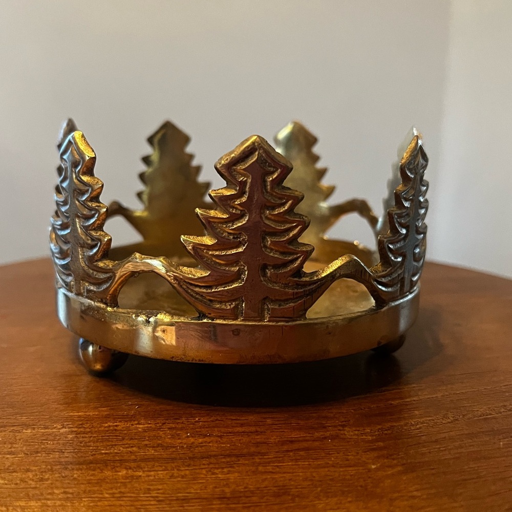 Vintage Brass Christmas Candle Holder